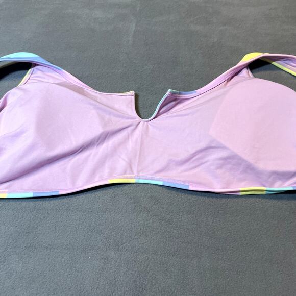 Ninety Nine Pastel Stripe Bikini Top Womens 3X Pink Purple Multicolor Rainbow - Picture 9 of 11